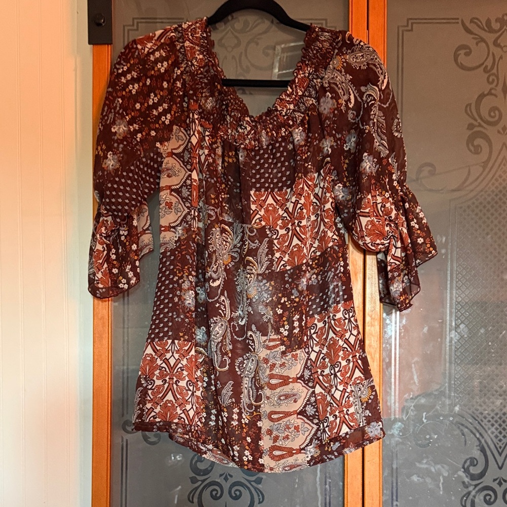 Dolled Up Earthy Patchwork Blouse
